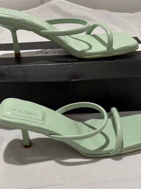 Mint Green Strappy Mid-Heel Sandals